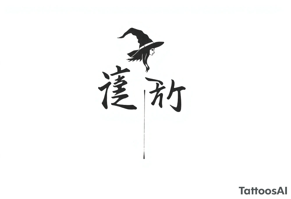 The word “싸이커스” and witch tattoo idea