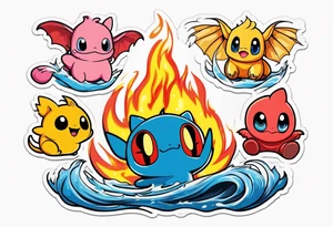 Calcifer, Chim Char, Toothless, Stitch, Kirby, Ponyo tattoo idea