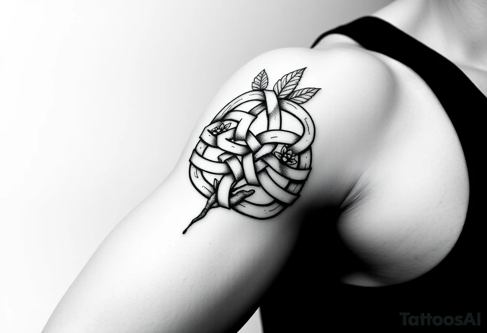 Celtic knot infused with nature tattoo idea