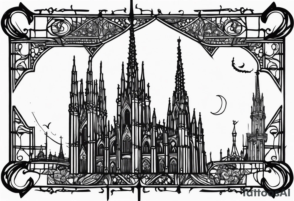 jack skellington on the spire of the Milan cathedral tattoo idea