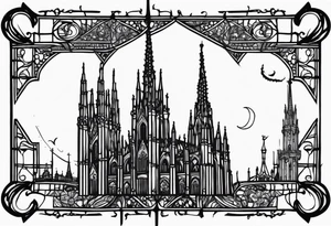 jack skellington on the spire of the Milan cathedral tattoo idea