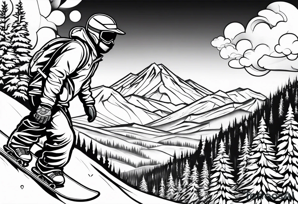 Un snowboardeur qui ride sur un park tattoo idea