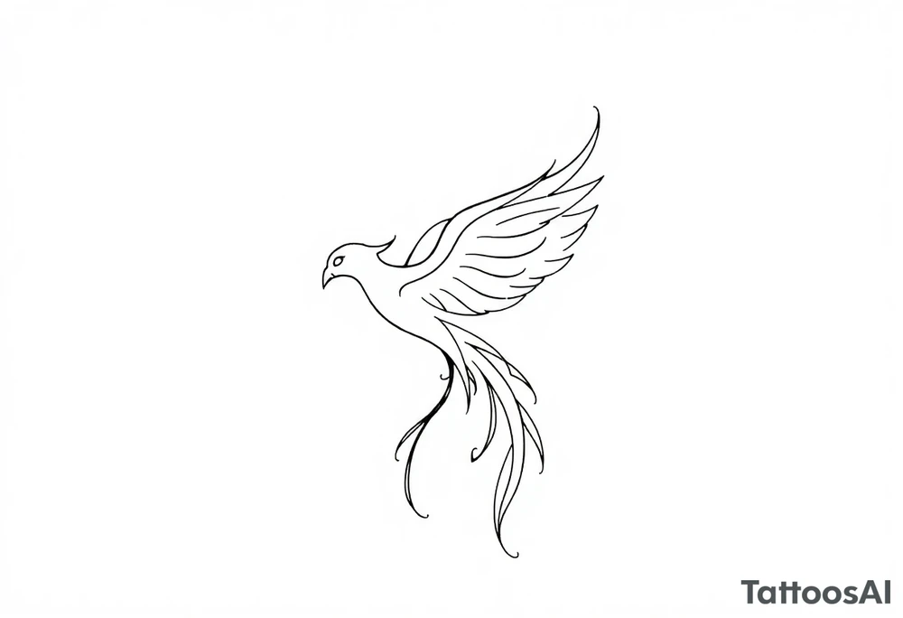 Fine line phoenix with line work tattoo idea