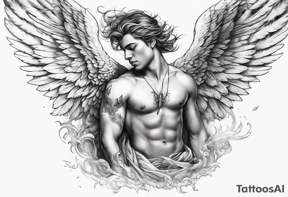the falling angel male tattoo idea