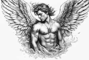 the falling angel male tattoo idea