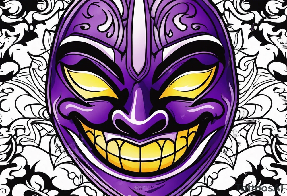 Laughing mask that is purple and black tattoo idea