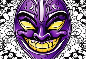 Laughing mask that is purple and black tattoo idea