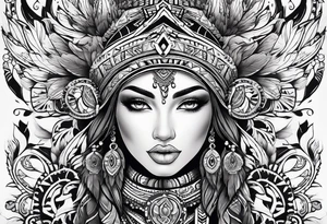 A tattoo with tribal and nature motifs tattoo idea