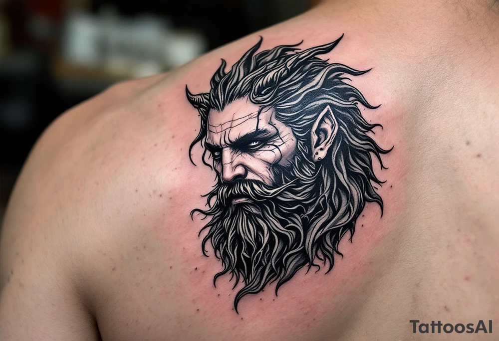 average shape poseidon, with trident tattoo idea