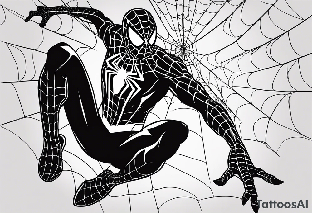 Spiderman shooting web while swinging tattoo idea