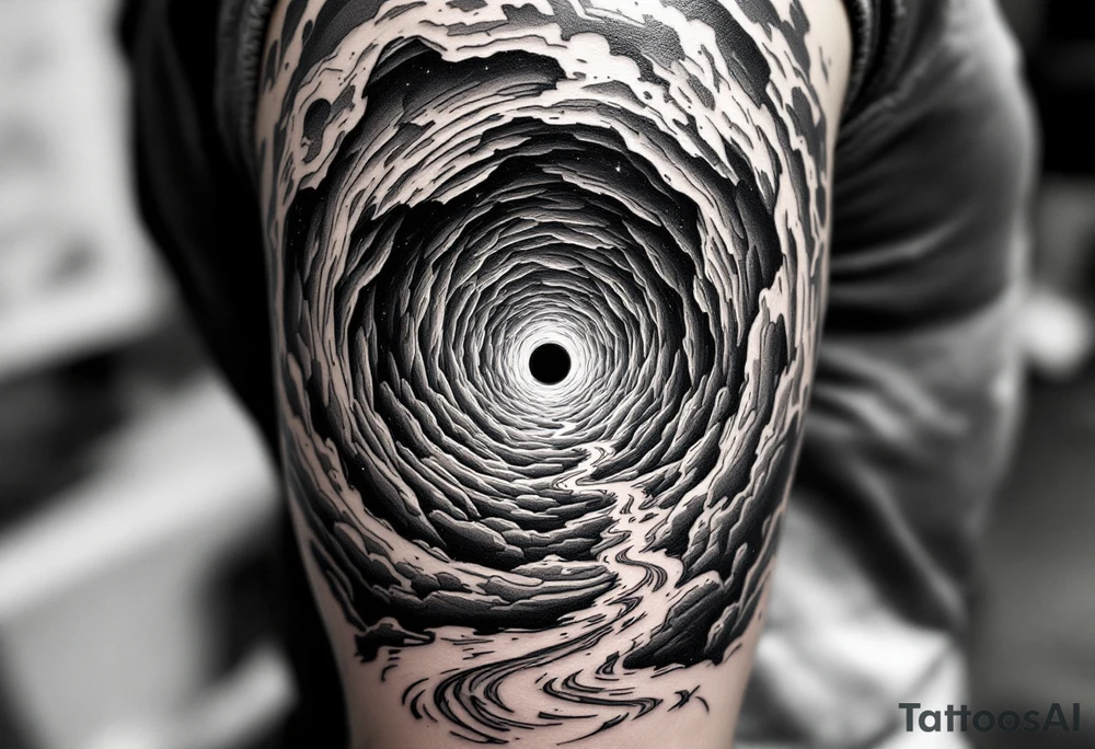 Parallel worlds entered by a black hole tattoo idea