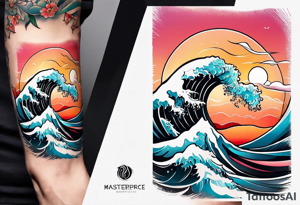 simple wave for outside forearm tattoo idea