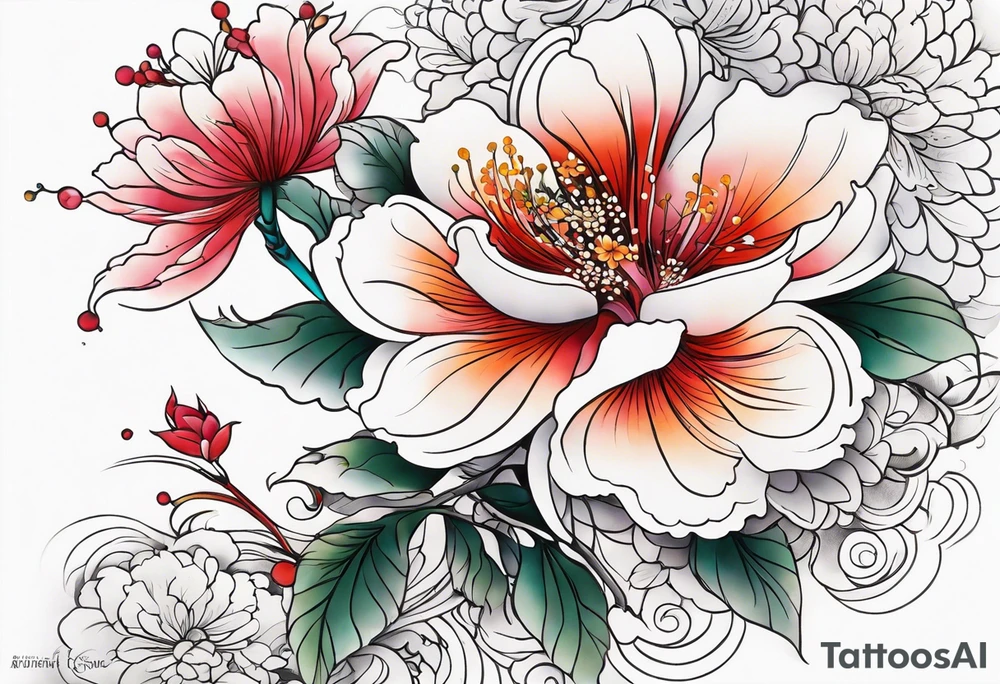 FLowers on front neck tattoo idea