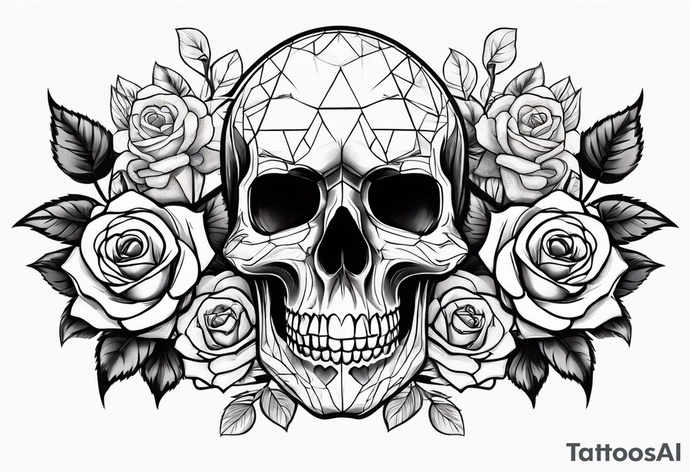 skull and roses and bold foresrm tattoo idea
