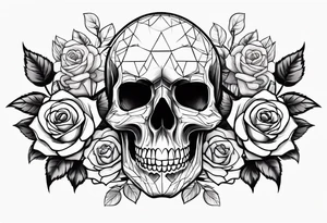 skull and roses and bold foresrm tattoo idea