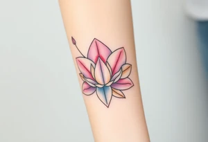 A lotus and orchid combination in soft pastel tones tattoo idea