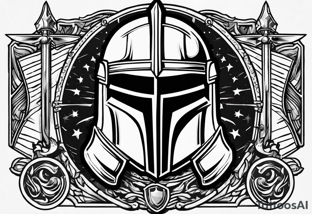 simple knight helmet 
woodcut stamp style tattoo idea
