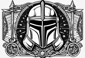 simple knight helmet 
woodcut stamp style tattoo idea