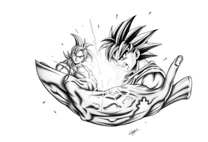 legendary dragonball z scene with energy aura and power effects tattoo idea