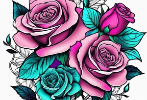 Dad, roses, teal, pink, purple tattoo idea
