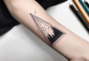 four small triangle portals to fantasy world, forearm tattoo tattoo idea