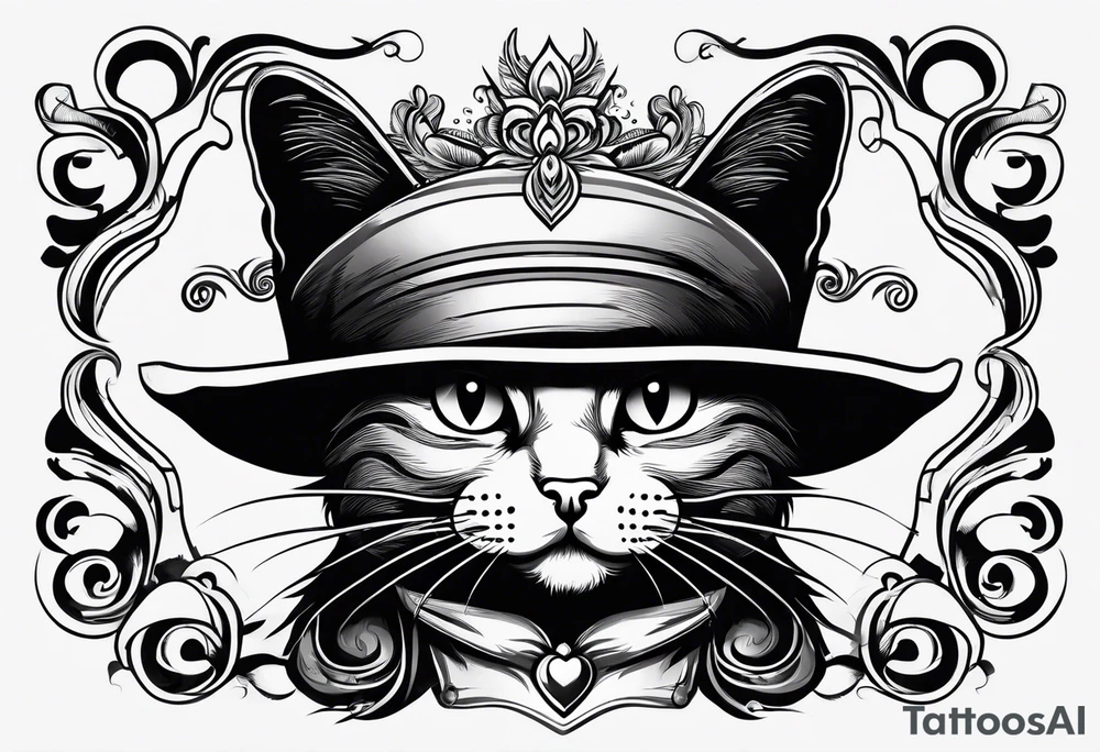 cat with funny hat
make it more simple tattoo idea