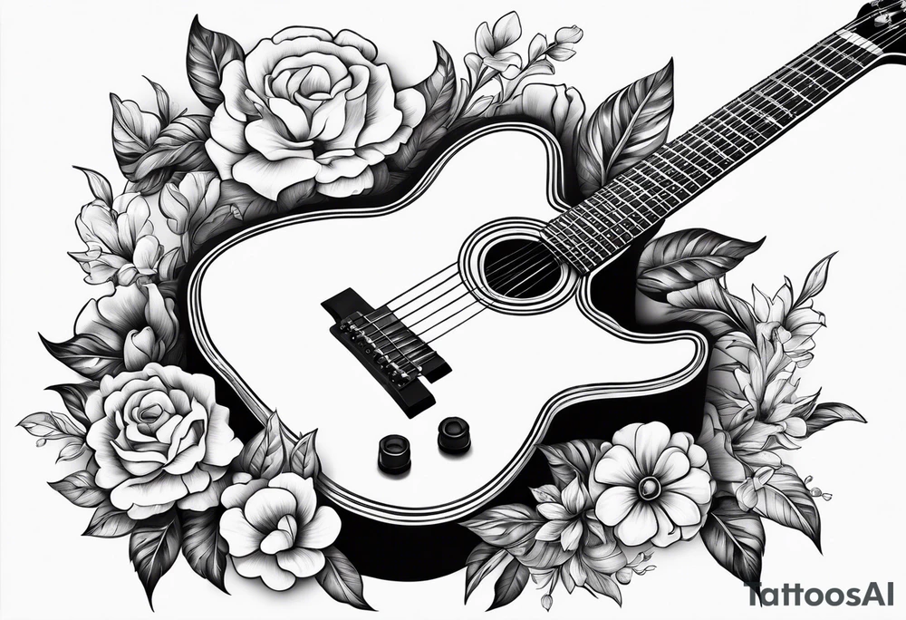 Guitar with flowers growing off the side tattoo idea