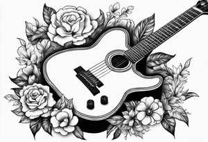 Guitar with flowers growing off the side tattoo idea