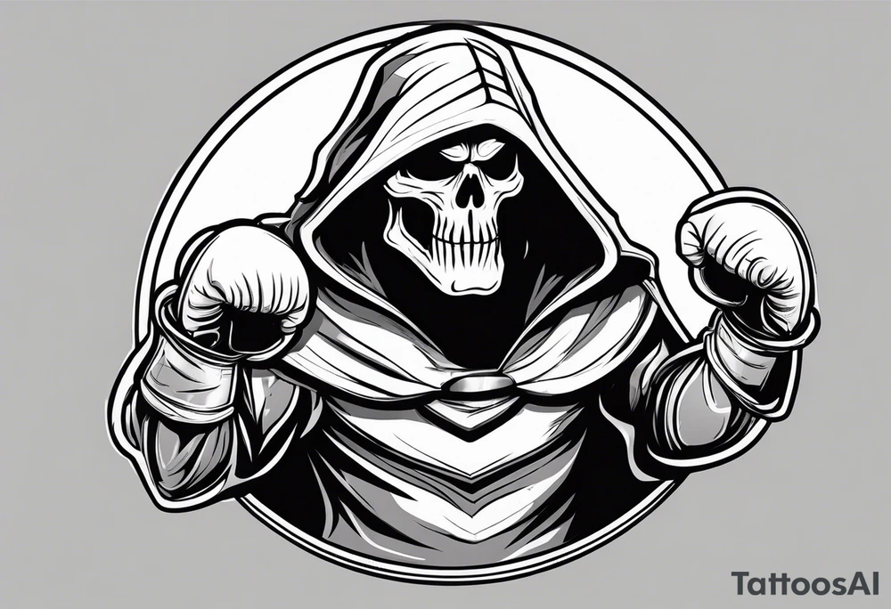 Reaper with boxing gloves tattoo idea