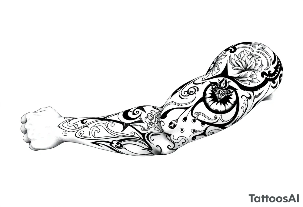 Tribal Sicilian sleeve with patterns
And symbols tattoo idea