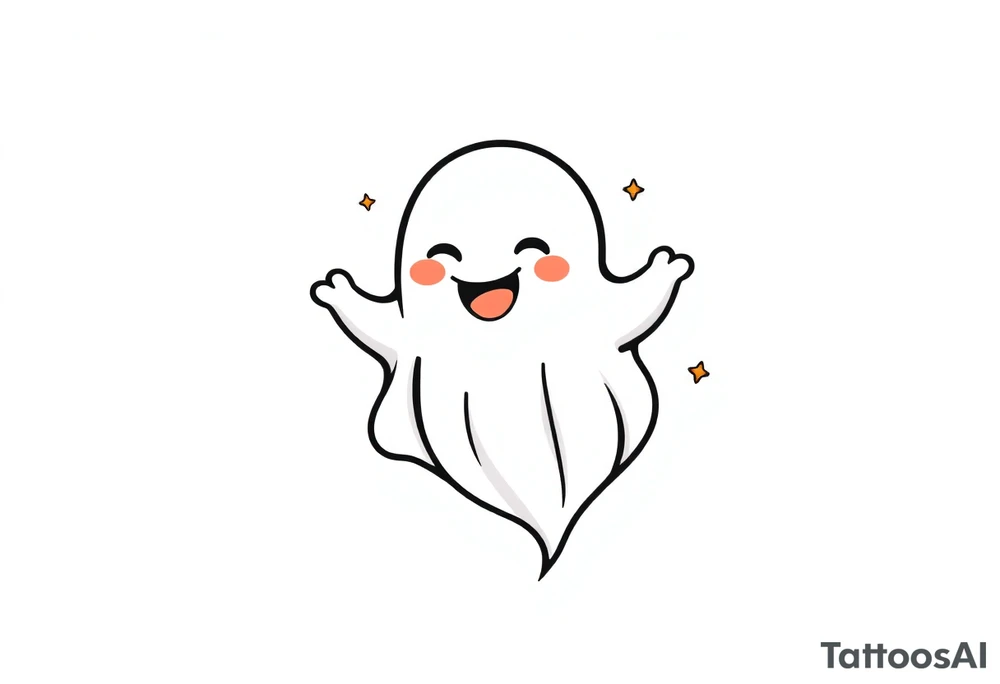 Smiley Cute ghost tattoo idea