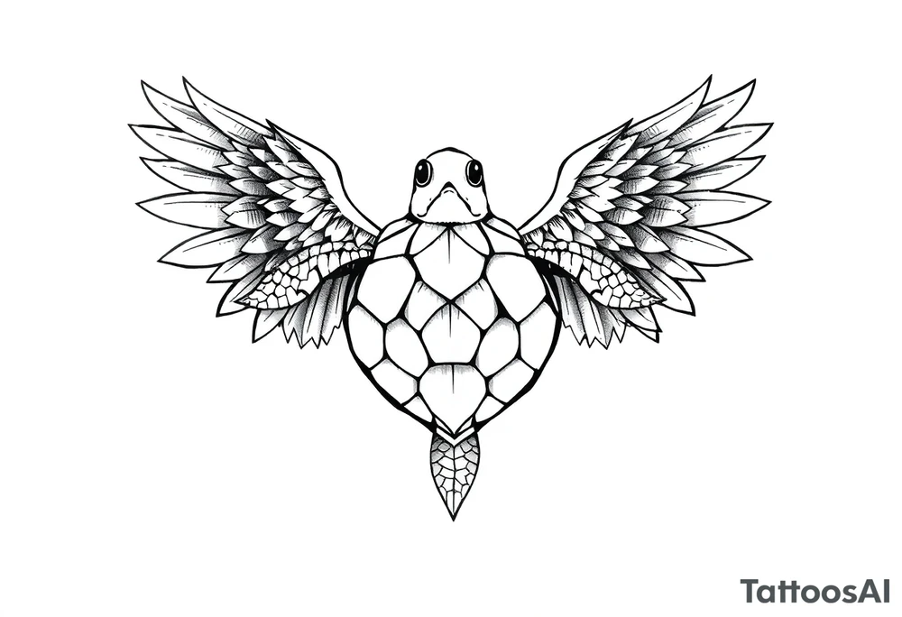 Sea turtle angelic wings tribal tattoo idea