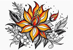 tongues of fire
old school vintage simple traditional design with vintage flowers surrounding
bold color simple tattoo idea