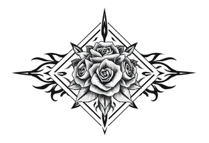 Small Roses filing the inside of an elongated diamond shape tattoo idea