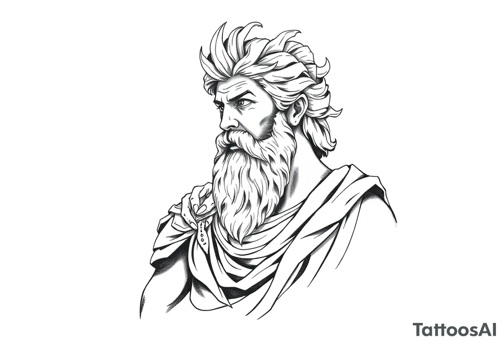 GREEK GOD LOOKING OVER HIS EMPIRE tattoo idea