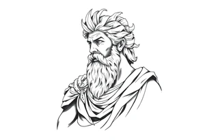 GREEK GOD LOOKING OVER HIS EMPIRE tattoo idea