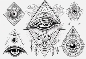 Third eye abstract fine line sketch style with artistic fill tattoo idea