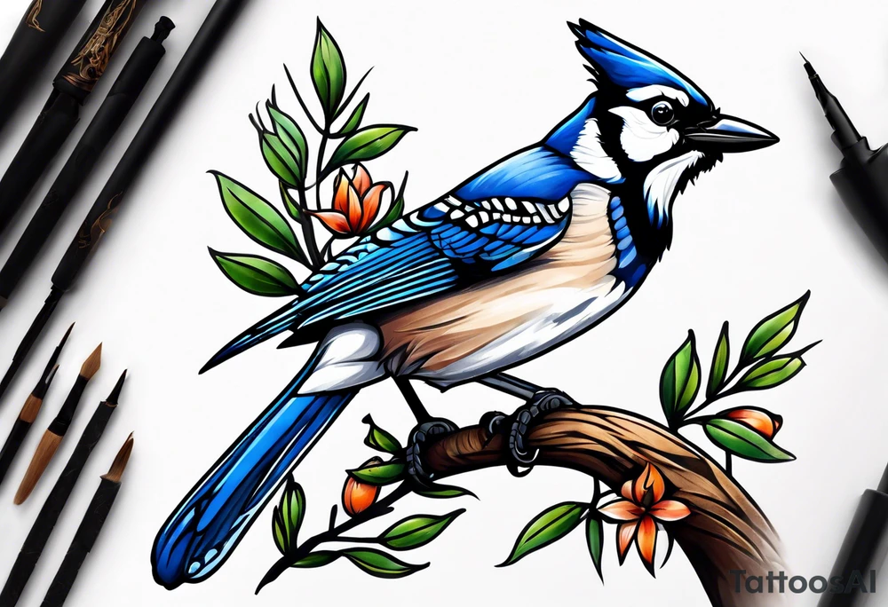 Majestic bluejay tattoo idea