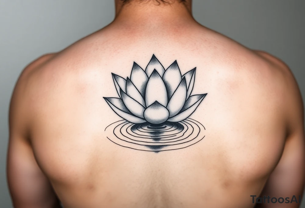 serene lotus flower emerging from sacred waters with ripples tattoo idea