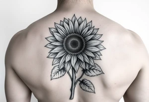 Sunflower with stem and leaves tattoo idea