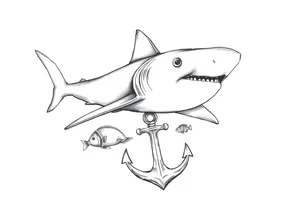 hammerhead-shark,under it an anchor,fishes,an octopus. tattoo idea