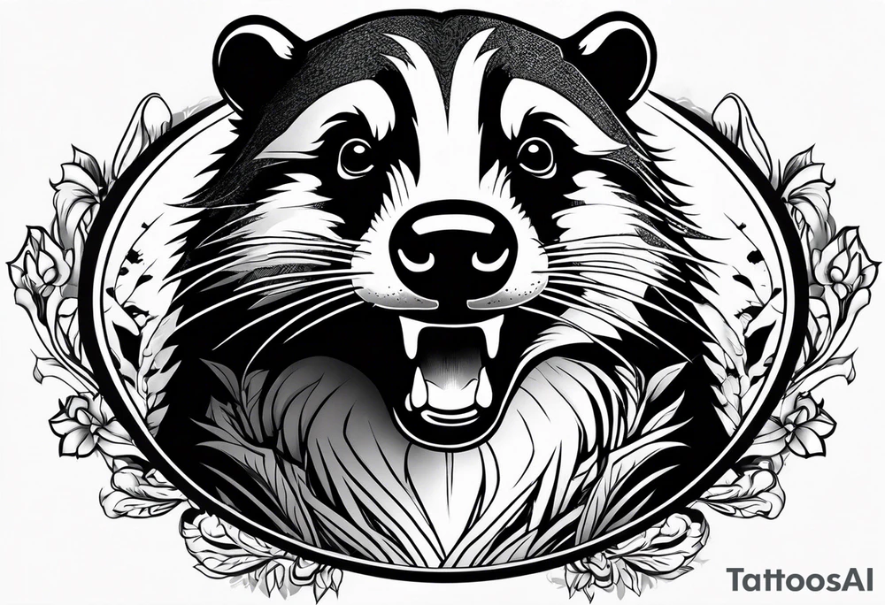 Neo traditional badger with mouth open arm up tattoo idea Neo traditional badger with mouth open arm up tattoo idea