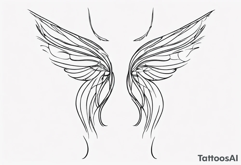 One line fairy wing tattoo idea