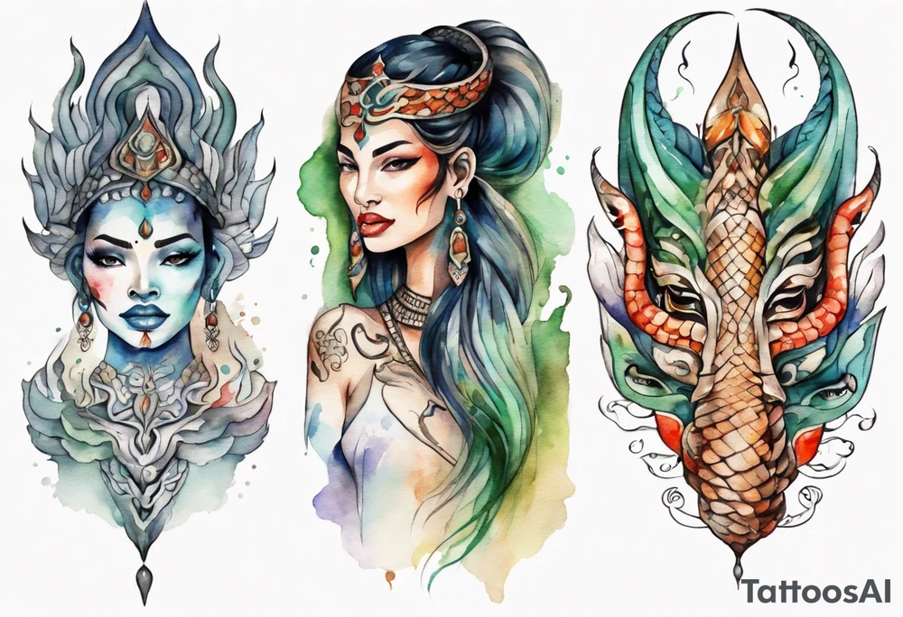 a Naga with a woman's face tattoo idea