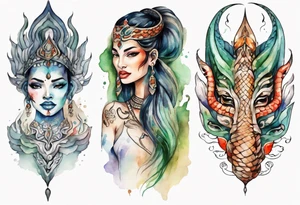 a Naga with a woman's face tattoo idea