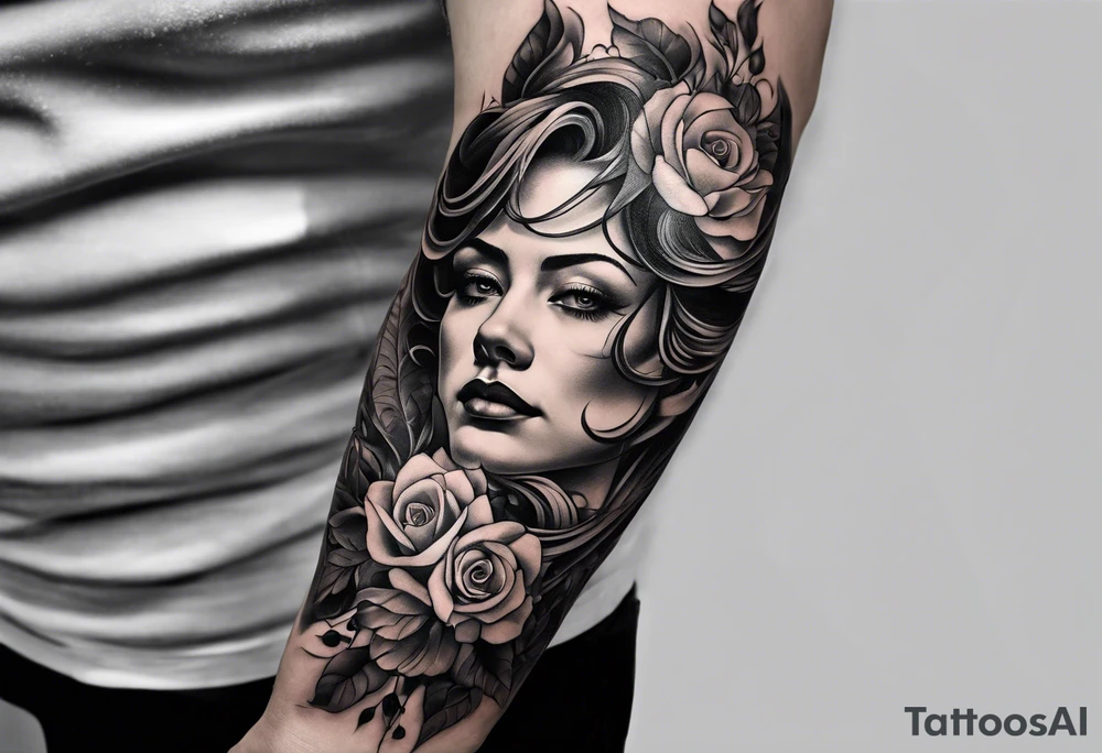 A tatto covering the arm from hand to shoulder based on Gustav Mahler's 5th symphony. tattoo idea