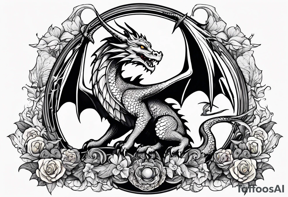 Dragon cute, celestial, cross tattoo idea