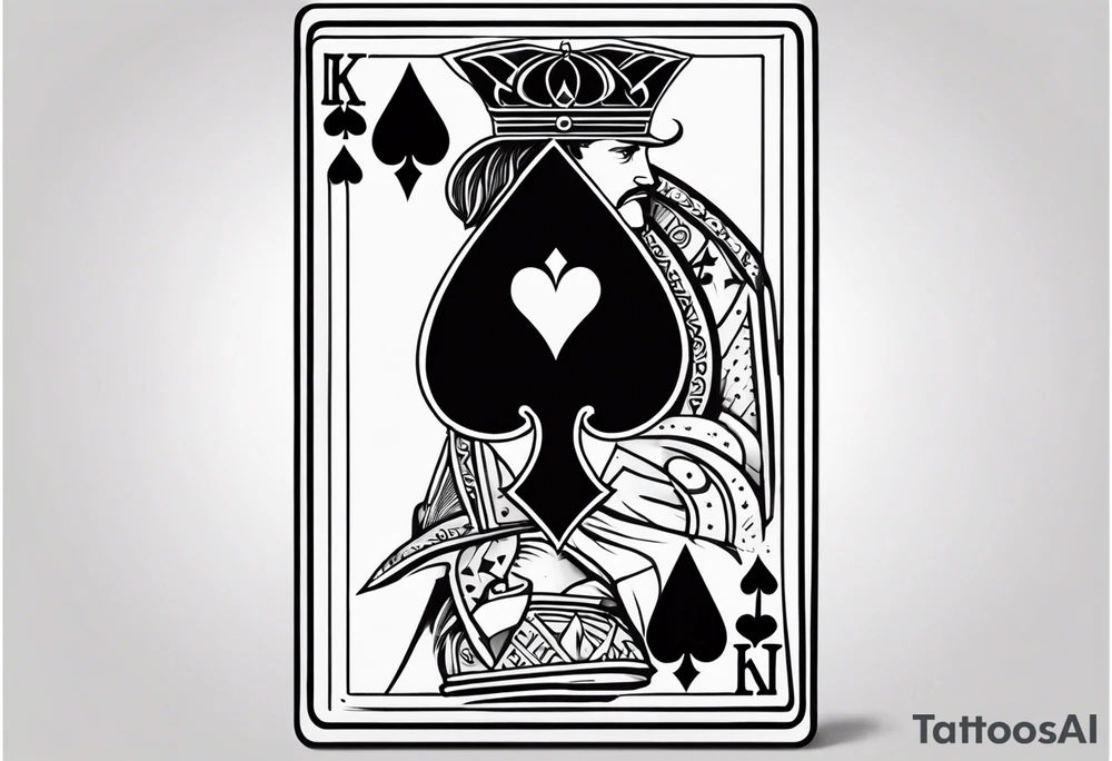 Only  Two cards, king of hearts with the K in the middle of the card and hearts in the corners and the Ace of spades behind it with the A in the corner peeking from behind the king of hearts card tattoo idea