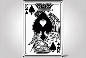 Only  Two cards, king of hearts with the K in the middle of the card and hearts in the corners and the Ace of spades behind it with the A in the corner peeking from behind the king of hearts card tattoo idea