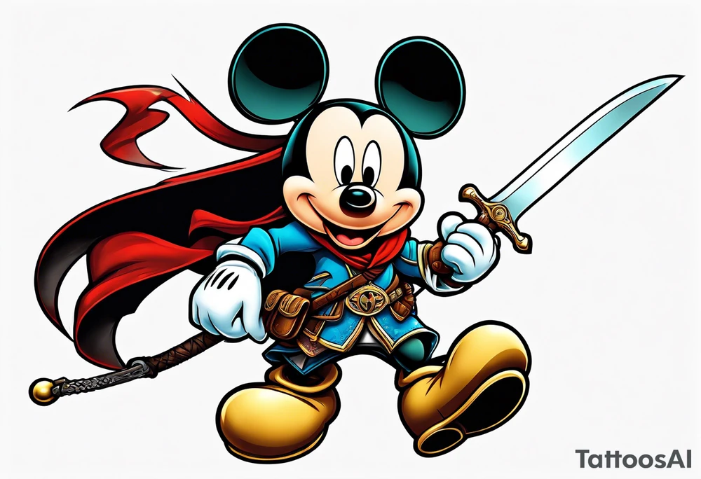 mickey mouse as assassins creed with blade tattoo idea